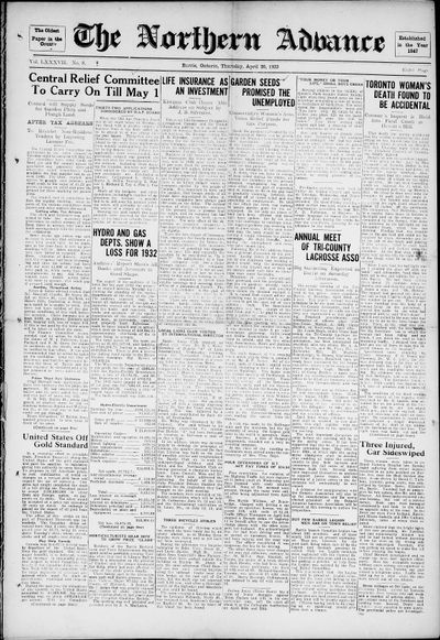 Northern Advance, 20 Apr 1933