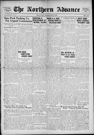 Northern Advance, 27 Apr 1933