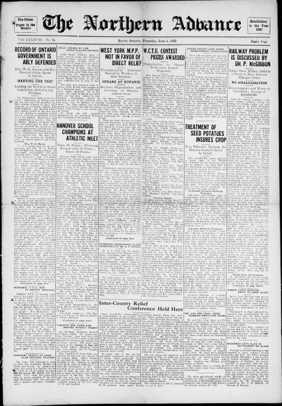 Northern Advance, 1 Jun 1933