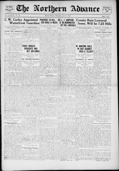 Northern Advance, 22 Jun 1933