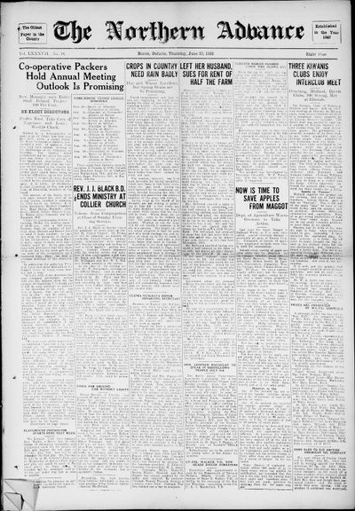 Northern Advance, 29 Jun 1933