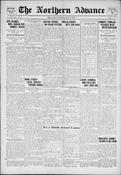 Northern Advance, 17 Aug 1933