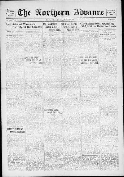 Northern Advance, 19 Oct 1933