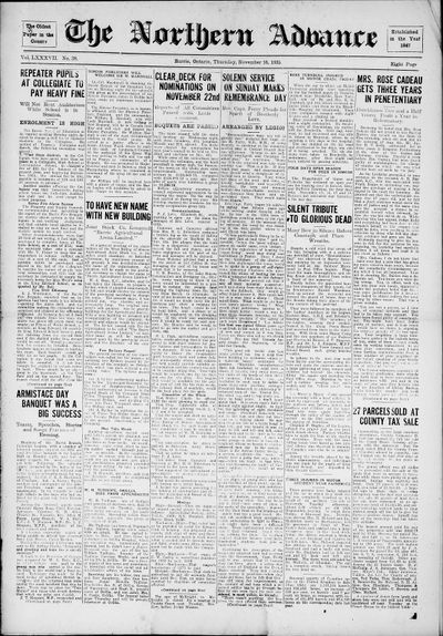 Northern Advance, 16 Nov 1933