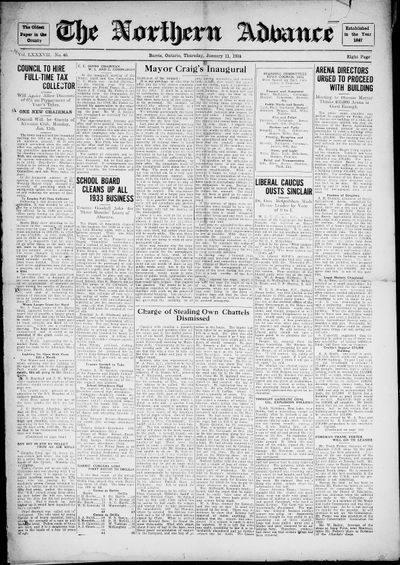 Northern Advance, 11 Jan 1934