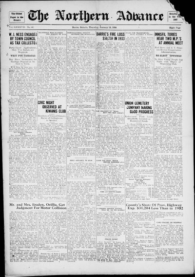 Northern Advance, 18 Jan 1934