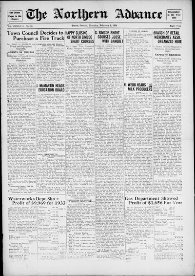 Northern Advance, 8 Feb 1934