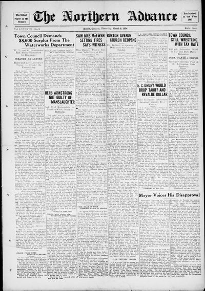 Northern Advance, 8 Mar 1934