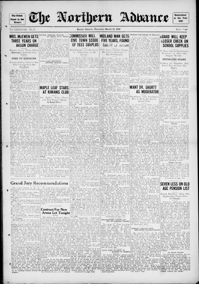 Northern Advance, 15 Mar 1934