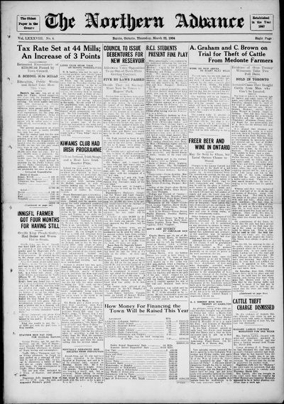 Northern Advance, 22 Mar 1934