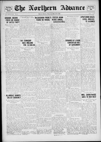 Northern Advance, 29 Mar 1934