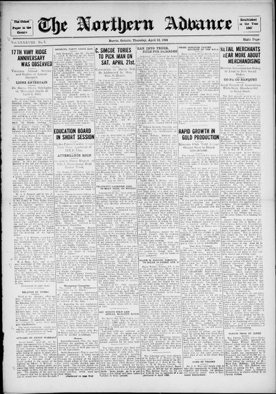 Northern Advance, 12 Apr 1934