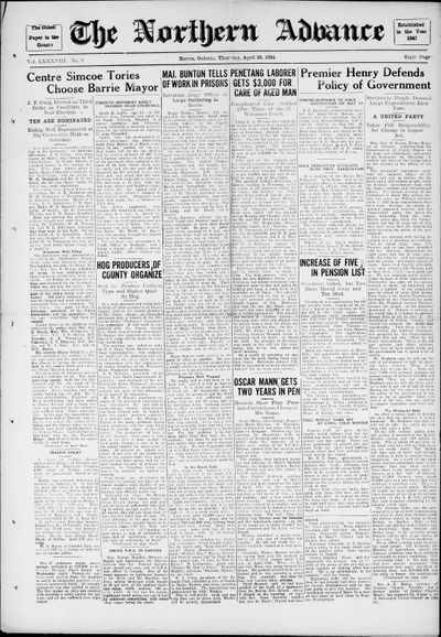 Northern Advance, 26 Apr 1934