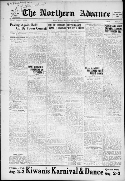 Northern Advance, 12 Jul 1934