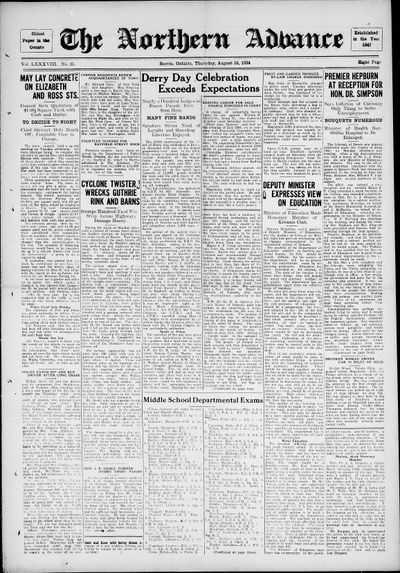 Northern Advance, 16 Aug 1934