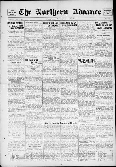 Northern Advance, 13 Sep 1934