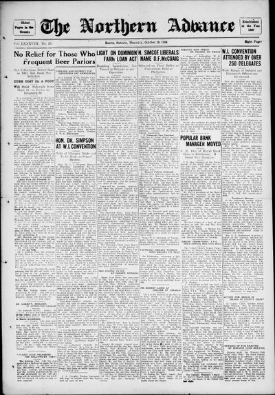 Northern Advance, 18 Oct 1934