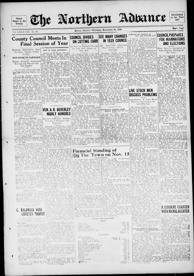 Northern Advance, 22 Nov 1934