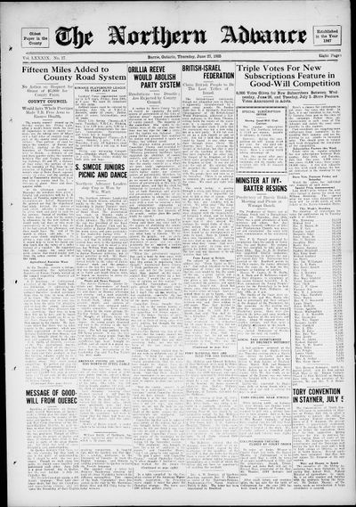 Northern Advance, 27 Jun 1935