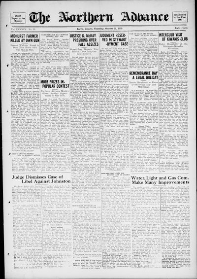 Northern Advance, 31 Oct 1935