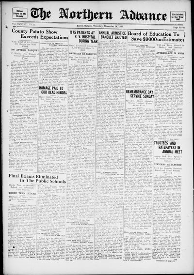 Northern Advance, 14 Nov 1935