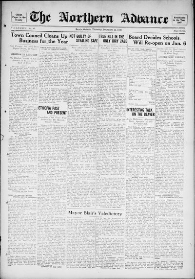 Northern Advance, 12 Dec 1935