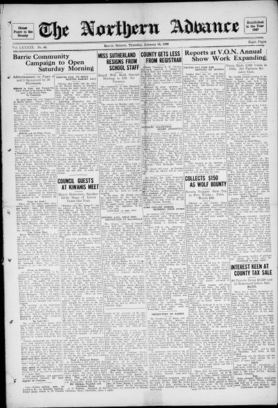 Northern Advance, 16 Jan 1936