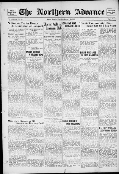 Northern Advance, 23 Jan 1936