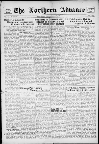 Northern Advance, 30 Jan 1936