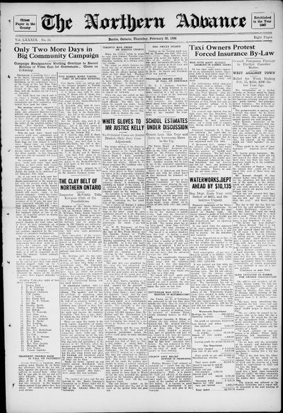 Northern Advance, 20 Feb 1936