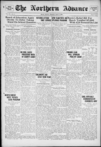 Northern Advance, 9 Apr 1936