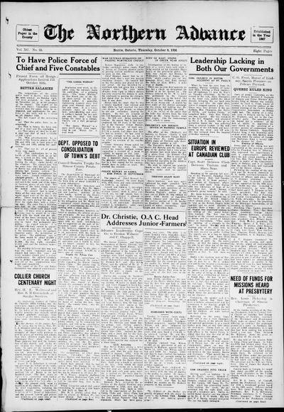 Northern Advance, 8 Oct 1936