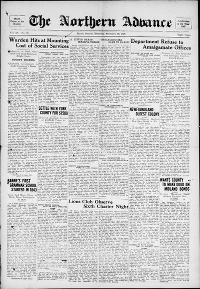 Northern Advance, 26 Nov 1936