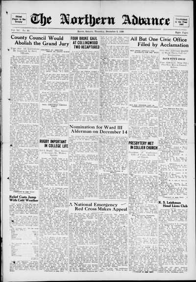 Northern Advance, 3 Dec 1936