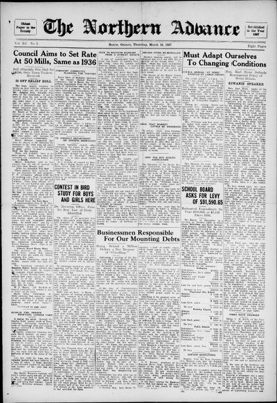 Northern Advance, 18 Mar 1937