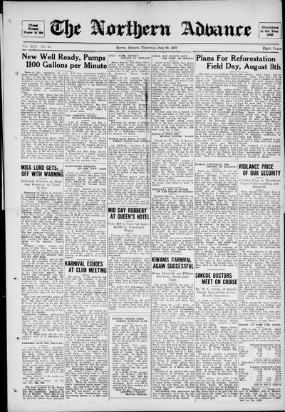 Northern Advance, 22 Jul 1937