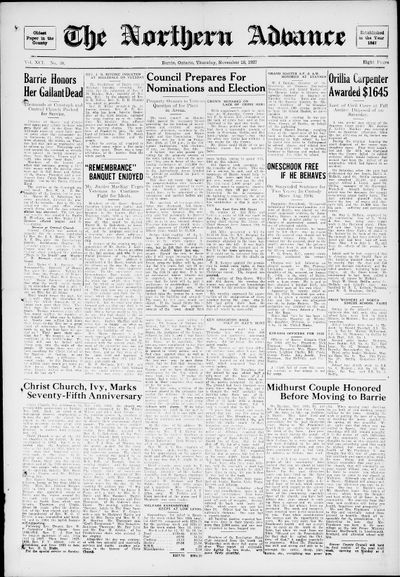 Northern Advance, 18 Nov 1937