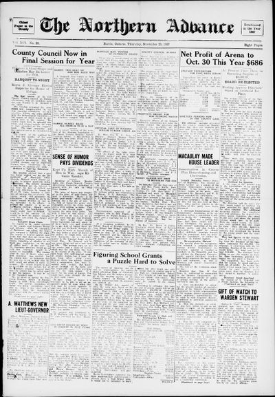 Northern Advance, 25 Nov 1937