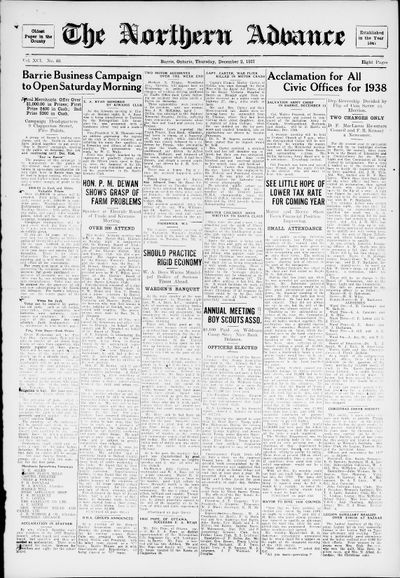 Northern Advance, 2 Dec 1937