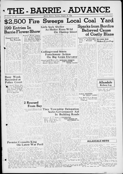 Barrie Advance, 30 Aug 1938