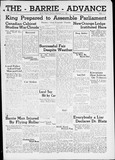 Barrie Advance, 27 Sep 1938