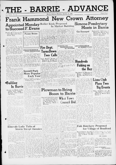 Barrie Advance, 4 Oct 1938