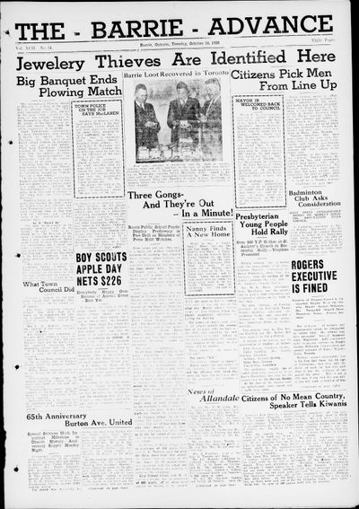 Barrie Advance, 18 Oct 1938