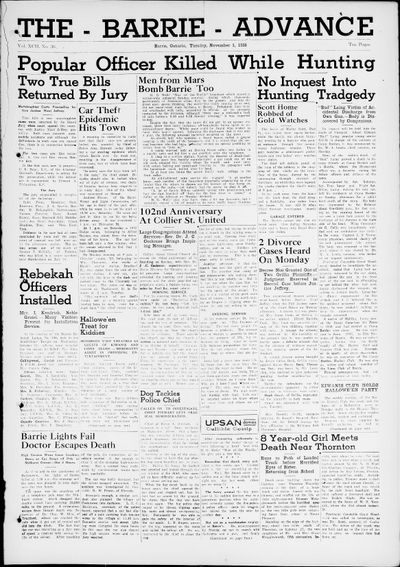 Barrie Advance, 1 Nov 1938