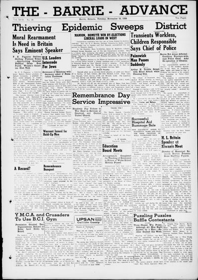 Barrie Advance, 15 Nov 1938