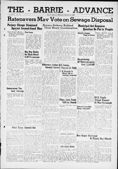 Barrie Advance, 19 Oct 1939