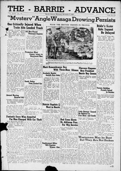 Barrie Advance, 2 Nov 1939