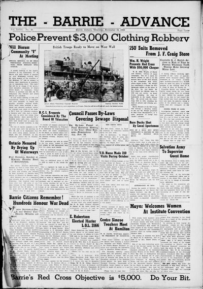 Barrie Advance, 16 Nov 1939