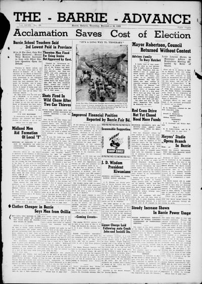 Barrie Advance, 30 Nov 1939