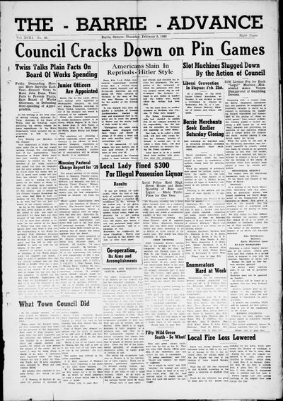 Barrie Advance, 8 Feb 1940